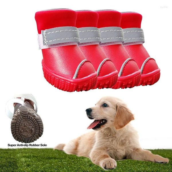 Köpek giyim 4pcs/set yumuşak botlar su geçirmez ayakkabılar chihuahua Yorkshire için sıcak kar kış yağmur anti -slip evcil hayvan malzemeleri