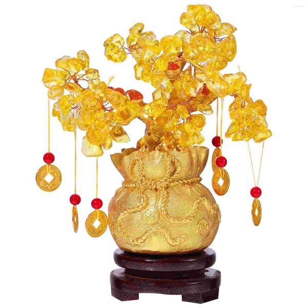 Flores decorativas dinheiro bonsai árvore artesanato decoração doméstica feng shui ornamentos de bambu desktop