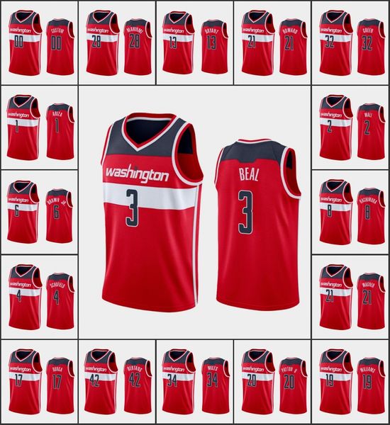 Washington''Wizards''Men Johnathan Williams Isaac Bonga Almirante Schofield Rui Hachimura Bradley Beal Camisa personalizada vermelha