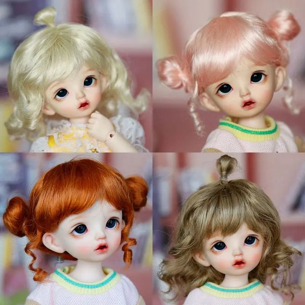 Puppenzubehör BJD Puppenperücke für 1/6 Bjd MSD YOSD DD Puppenperücke braun gold rosa Zopf lockige Welle lange Perücke Puppe Spezialhaar Mehrfarbig optional 231208