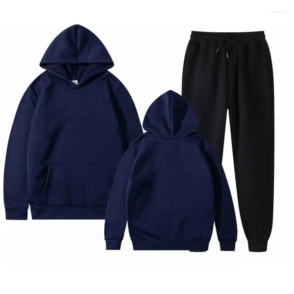 Conjuntos de treino masculino calças com capuz de duas peças casual cor sólida sweatsuit moda esportiva marca conjunto treino masculino yxd