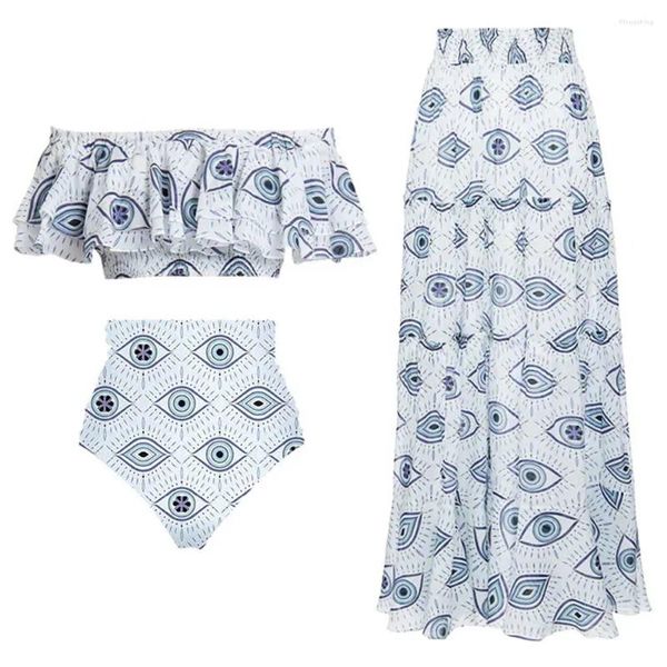 Costumi da bagno da donna Occhio del diavolo Stampa Due pezzi Costume da bagno per donna 2024 Senza spalline Vita alta Bquini Costume da bagno da spiaggia Outfit Estate