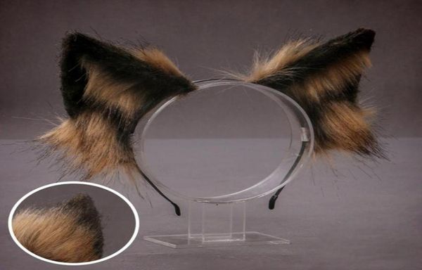 Outros suprimentos de festa de evento Adorável pele sintética lobo orelhas de gato bandana realista peludo animal cabelo hoop lolita anime masquerade cospl3478247
