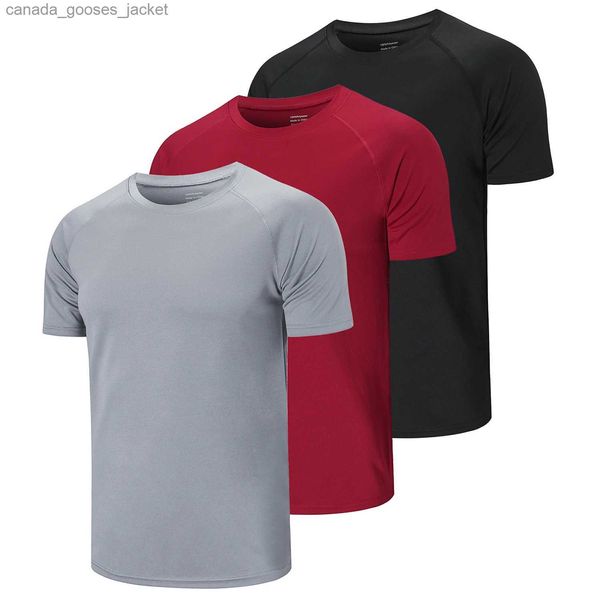 Homens camisetas 3 Pack Running Camisas Homens Dry-Fit Sport Tops para Homens Conforto Camisas Moire Wicking Active Athletic Camisas Curtas Sle L231208