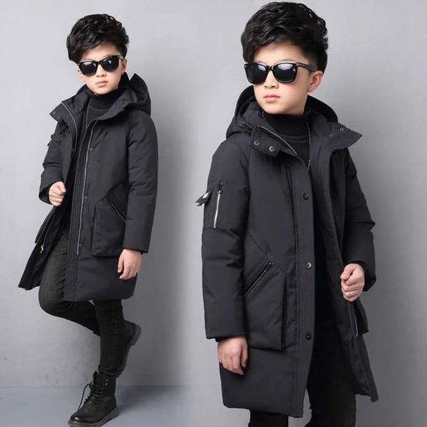 Kleidungssets 30 Grad Kinderkleidung Jungenkleidung Warme Winter-Daunen-Baumwolljacke Kapuzenmantel Teen verdicken Oberbekleidung Kinder wasserdichter Parka 231207