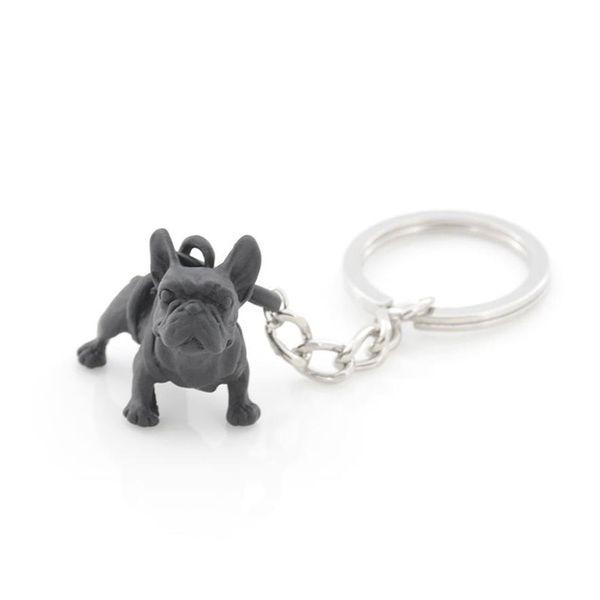 Metal preto bulldog francês chaveiro bonito cão animal chaveiros feminino saco charme jóias para animais de estimação presente todo a granel lots282z