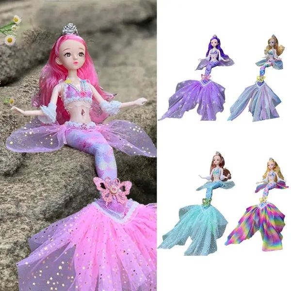 Bonecas 45cm sereia boneca filme inspirado clássico moda conjunta móvel princesa roupas destacável dressup brinquedo menina presentes de aniversário 231207