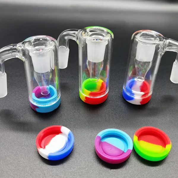 Accessori per narghilè con raccoglitore di cenere in vetro da 14 mm con contenitore in silicone colorato da 10 ml Reclaimer maschio femmina Ashcatcher per Bong Dab Rig quarzo LL