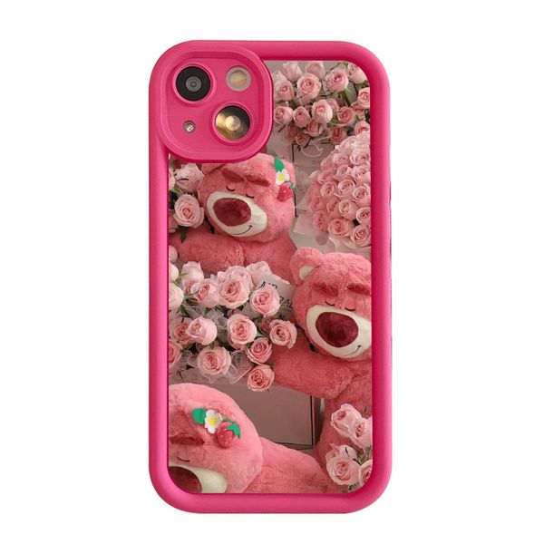 Pink Little Bear Matte Hüllen für iPhone 15 14 13 12 11 Pro Plus 15pro 14pro 13pro Rückseite mattierte Handyhülle