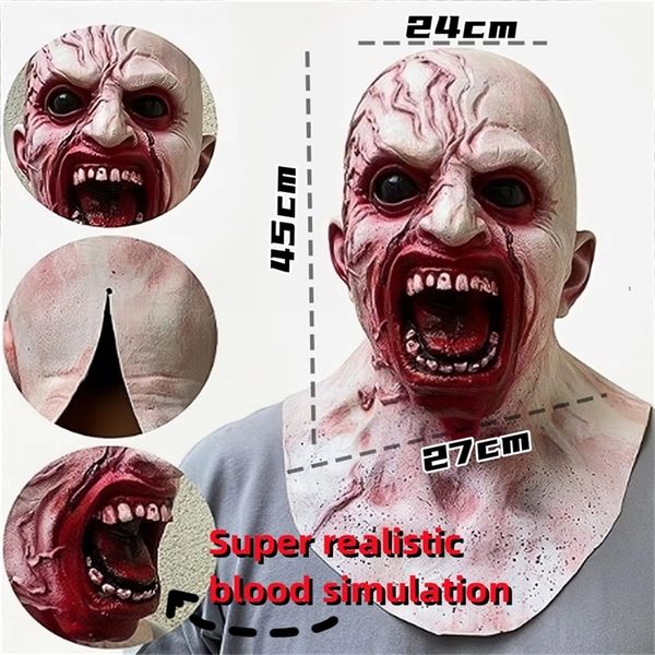 Partymasken Halloween Gruselige realistische Gesichtsmaske Cosplay Kostüm Horror Dekoration Zombie Gruseliges Geisterfilmspiel 231207