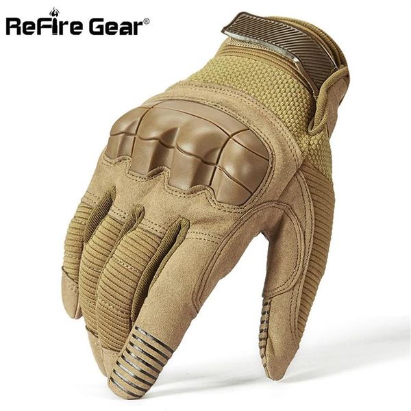 ReFire Gear Guantes tácticos del ejército de combate Hombres Invierno Dedo completo Paintball Bicicletas Mitones Shell Proteger Nudillos Guantes militares 20307T