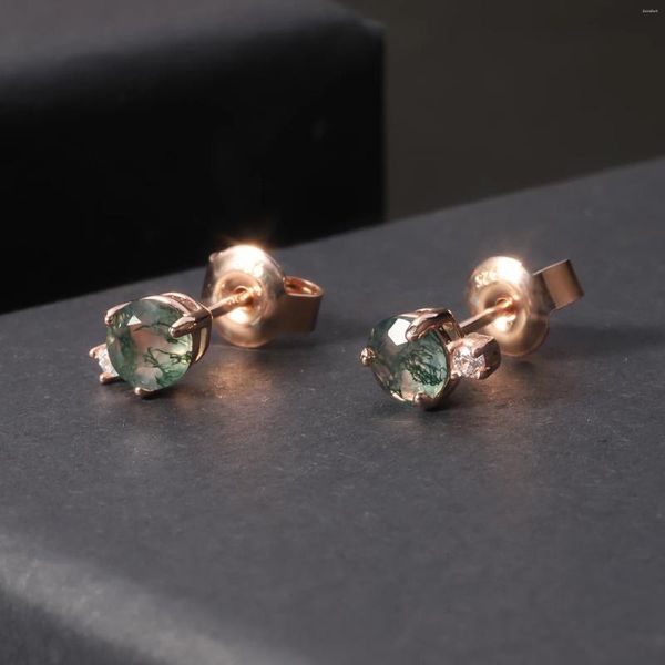 Brincos pendurados jóias reais genuínas simples e vento fresco 925 prata esterlina banhado 18k ouro rosa natural aqua ágata alta