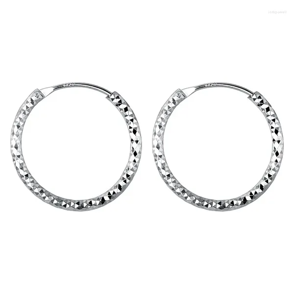 Orecchini a cerchio S925 Argento semplice geometrico lucido adatto per accessori di gioielli per ragazze donne carine e belle