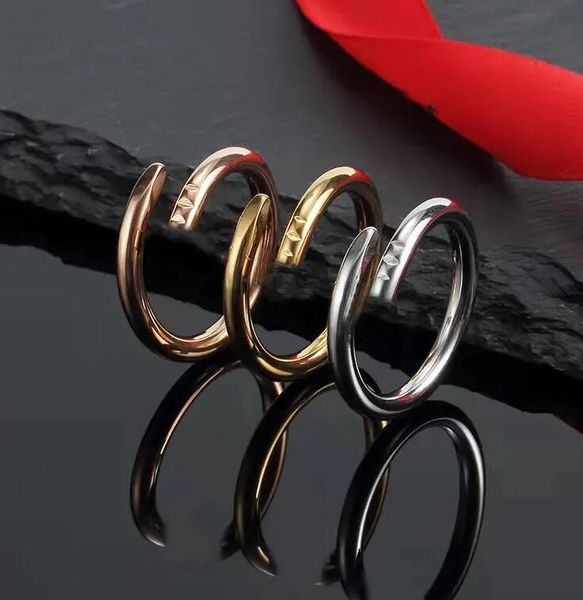 Luxo clássico anel de prego designer anel moda unisex manguito casal pulseira anel de ouro jóias presente do dia dos namorados sem saco de pó