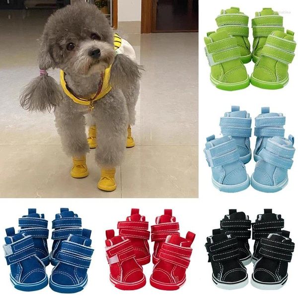 Hundebekleidung 4PCS Outdoor Anti-Rutsch-Schuhe Haustier Casual Canvas für Teddy kleine mittlere Hunde Welpen Shop Tudo Para Caes