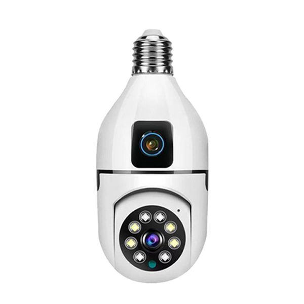 Câmera de vigilância com lente dupla, 4mp, e27, wi-fi, visão noturna, 360, ptz, ip, rastreamento humano, cctv interno, monitor de segurança, hd 1080p