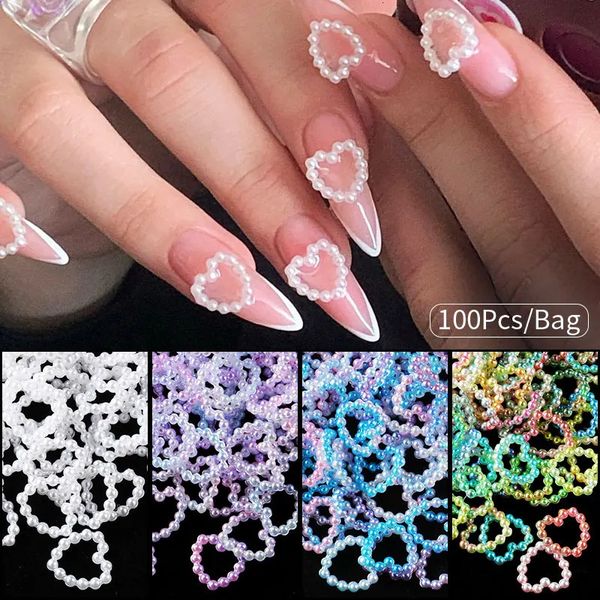 Decorazioni per nail art Cuore vuoto Perla Colore graduato Adesivo Decorazione Artigianato fai da te Accessori Gioielli con fascino 231207