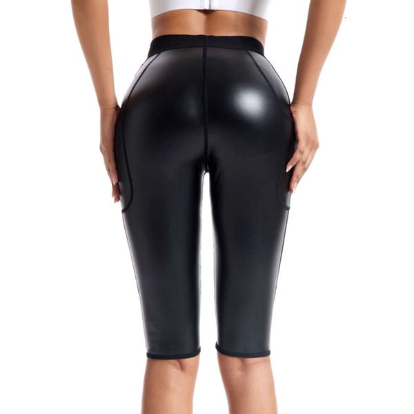 Pantaloni alti in pelle da donna Vita femminile Allenatore Problemi fisici Colletto elastico Tasche per biancheria intima a vita larga