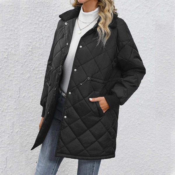 Jaquetas femininas 2023 jaqueta de inverno mulheres algodão para baixo casaco parkas solto outerwear moda treliça quente acolchoado puffer casaco