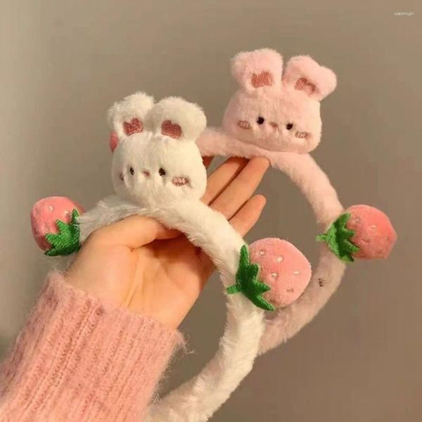 Accessori per capelli Fascia per capelli in stile coreano Fascia per capelli Cerchietto carino Copricapo Peluche Orso fragola Ragazze/Femmina