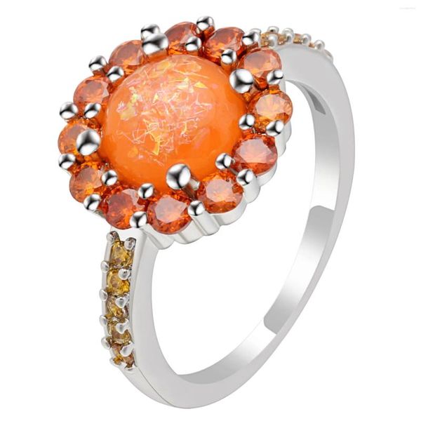 Cluster-Ringe Hainon 2023 Ankunft roter Opal schöne Blume Silber Farbe Feuer für Frauen Hochzeitsgeschenk Luxusschmuck