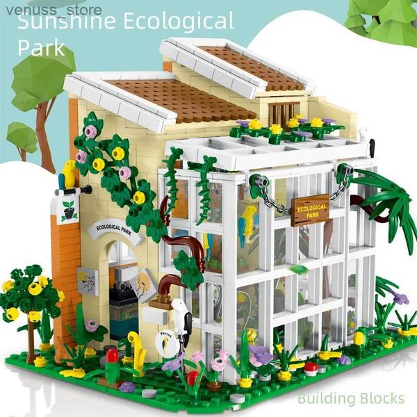 Blocs 1506 pièces ville rue vue soleil parc écologique maison modèle blocs de construction lumière LED Architecture briques enfants jouets cadeaux R231208