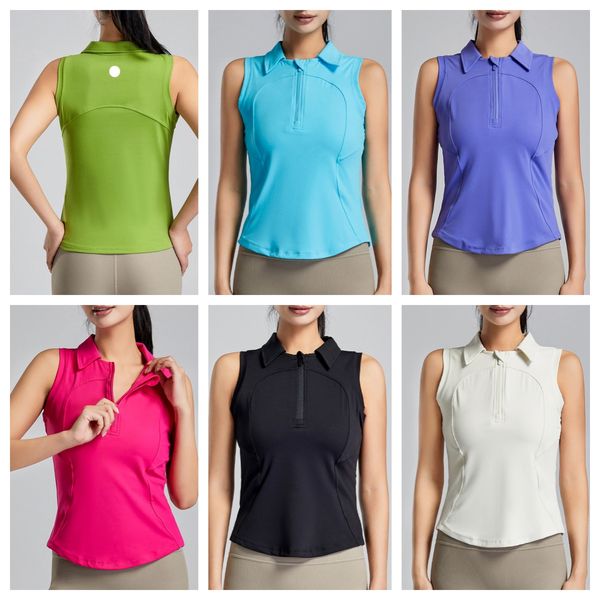 Lapela LU-1842 colete esportivo feminino verão correndo fora para usar um terno de fitness sem mangas nu conjunto superior treinamento yoga camiseta