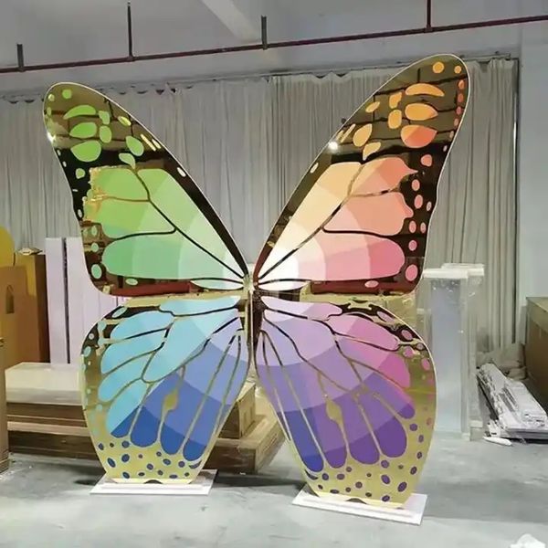 Neue Ankunft Veranstaltungen Dekoration Acryl Schmetterling Flügel Hintergründe 3D Schmetterling Form Hintergrund Ständer für Dekoration Schmetterling 115