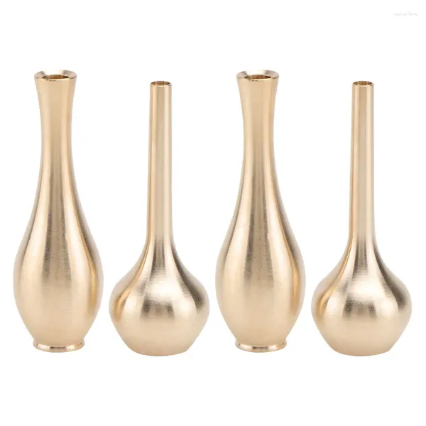 Vasen 4 Stück Kleine Vase Kupfer Blumengefäß Geburtstagsgeschenk Desktop-Verzierung Pure Home Delicate