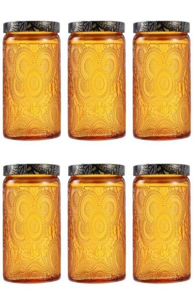 6pcs kits de recipientes de velas de vidro em relevo vazios redondos para fazer frascos de conserva garrafas de armazenamento 3275186