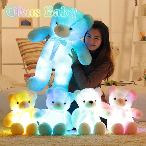 Plush Light Up Brinquedos Luminosos 305080cm Criativo LED Teddy Bear Brinquedo Animal Colorido Brilhante Presente de Natal para Criança 231207