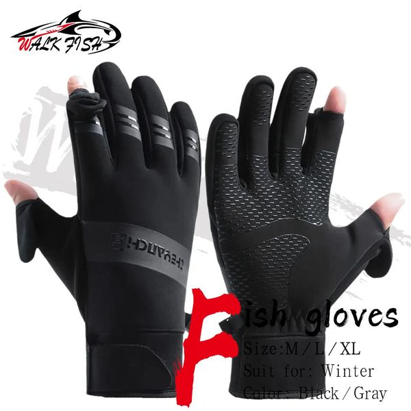 Cinco Dedos Luvas WALK FISH Luvas de Pesca de Inverno Anti-Slip Repelente de Água Frio Touchscreen para Correr Condução Quente Bicicleta Ciclismo Luva 231207