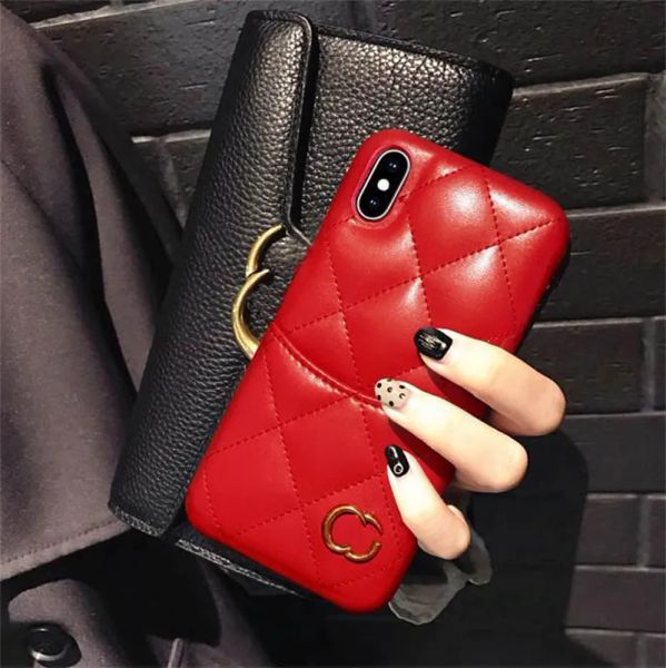 Luxus Leder Raute Frauen Männer Telefon Fall Designer Marke Paar Handy Fällen Karte Tasche IPhone 11/11 Pro/X/XS/XR/Xs Max Telefon Abdeckung