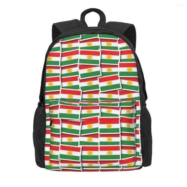 Zaino Zaini con bandiera del Kurdistan Borsa da scuola per bambini di grande capacità Borsa a tracolla per laptop Zaino da viaggio casual