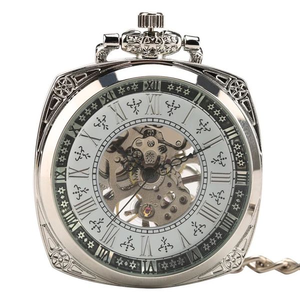 Relógios de bolso elegante gravura mão vento mecânico relógio de bolso corrente pingente estilo vintage relógios criativos homens relógio acessórios presentes 231208