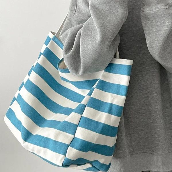 Abendtaschen Youda Canvas Stoff Umhängetasche für Frauen Einfache bunte gestreifte Muster Handtasche Große lässige Kapazität Shopper Tote