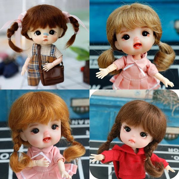 Acessórios de boneca de alta qualidade fibra macia mohair 1/8 boneca BJD peruca rosa marrom peruca SD BJD boneca para 14-15 cm de diâmetro linda boneca acessórios 231208