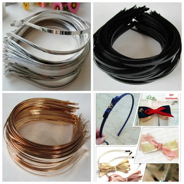 Headbands 50pcslot m 5mm 7mm 10mm prata ouro preto metal hairband decorativo headband para meninas atacado diy artesanato cabelo hoop headwear 231207