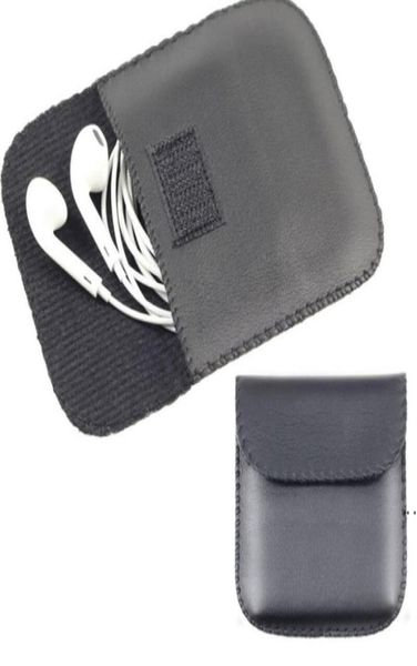 Borse portaoggetti Alla moda Colore nero Cuffie Auricolari Cavo USB Custodia in pelle Custodia per borsa Contenitore HWE53792271992