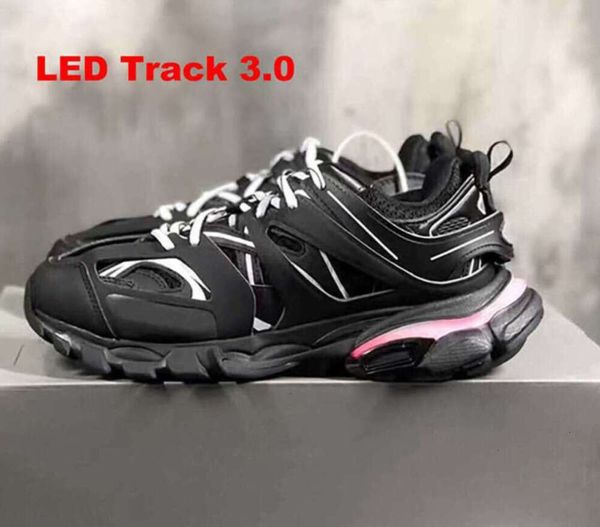 Chaussures habillees Designer Led Track 3 3.0 Chaussure Hommes Femmes Baskets Triple Noir Blanc Rose Bleu Orange Jaune Vert Tess. Gomma Sneaker Pistes Sports 9125ESS