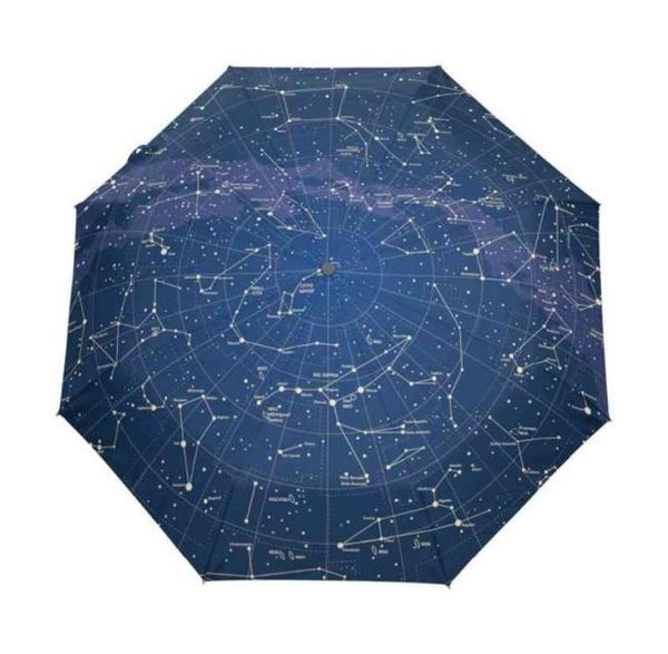 Creativo Automatico 12 Costellazioni Universo Galassia Spazio Stelle Ombrello Mappa stellare Cielo stellato Ombrello pieghevole per donna 2103206324941