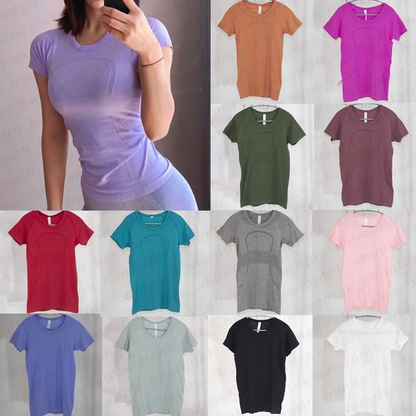 Lu Yoga Outfits Esportes femininos manga curta camiseta fitness respirável top macio confortável roupas de yoga de alta elasticidade moda versátil tops A-199