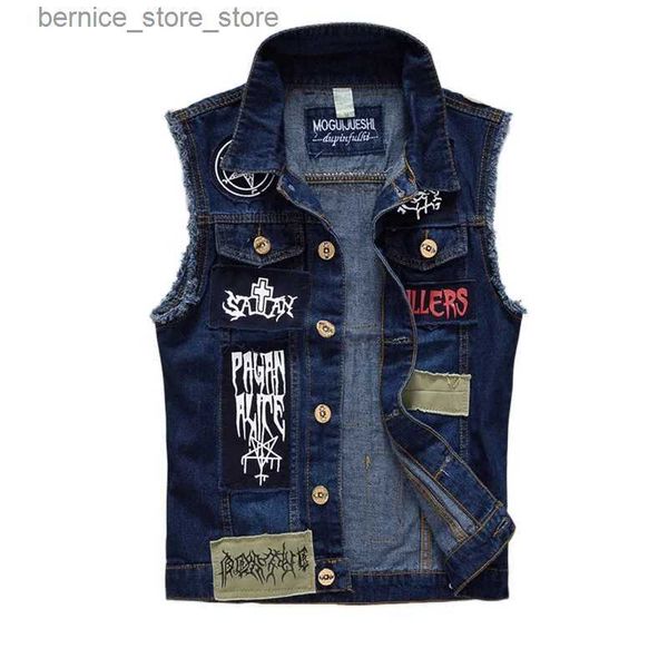 Gilet da uomo Yelek Erkek 2022 Toppe da uomo Design Jeans Gilet Strappato Denim Gilet Uomo Denim Gilet Uomo Senza maniche Jeans Gilet sfilacciato taglia 6XL Q231208