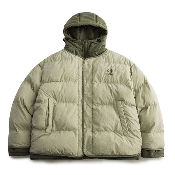 Herren Jacken Japanische Dicke Parkas Jacke Männer Zweiteilige Einfarbige Baumwolle Mit Kapuze Gepolsterte Harajuku Casual Übergroßen Mantel Winter Unisex 231208