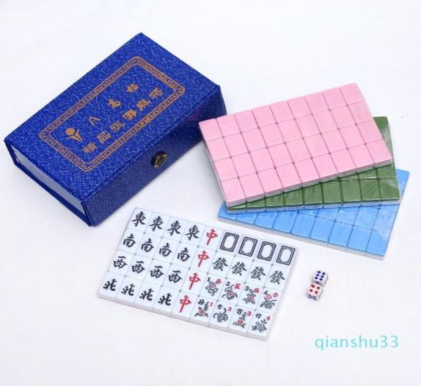 WholeTravel Mini Mahjong 24mm Mini portatile cinese Mahjong Set da viaggio tradizionale gioco da interno Può giocare a Janpanese Mahjong1295264