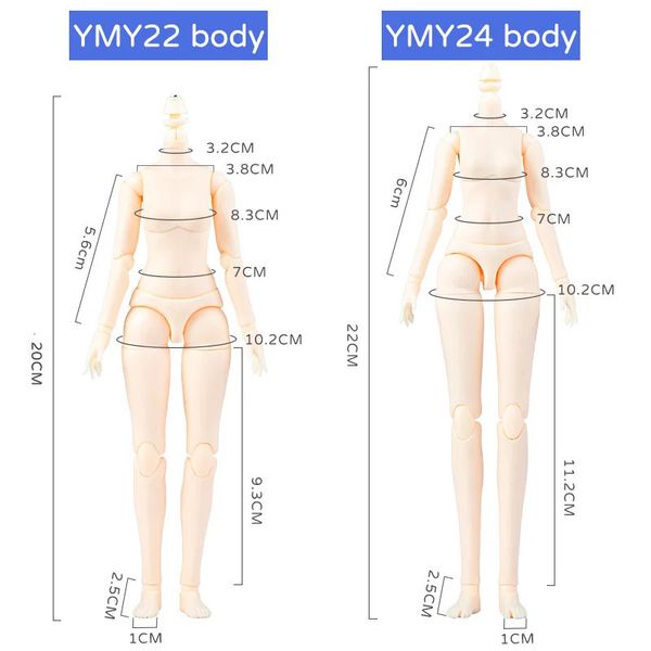 Куклы YMY22, тело Obitsu24, 22 см, подвижные суставы, кукла для девочек для GSC Blyth ICY 1/6 Bjd, голова куклы, сменная фигурка, аксессуары для ручных игрушек 231208