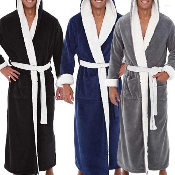 Homens sleepwear roupão de banho homem manga longa inverno quente pijamas casual flanela robe de pelúcia masculino banho camisola