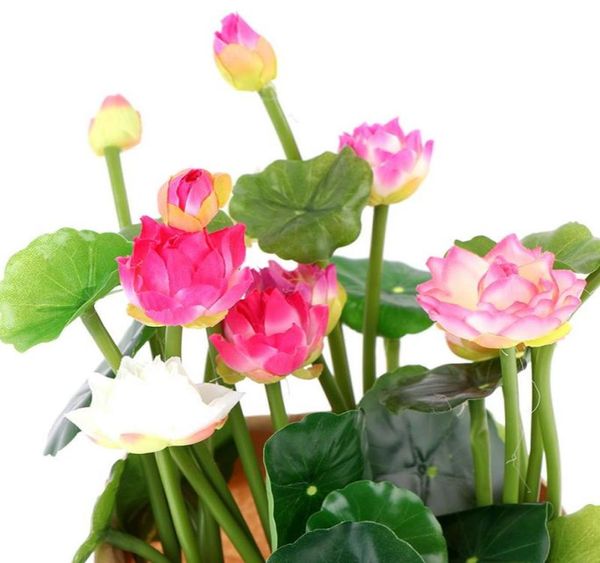 Ghirlande di fiori decorativi 27 cm di lunghezza loto colore misto fiore artificiale realistico ninfea micro paesaggio per stagno di nozze Ga6001471