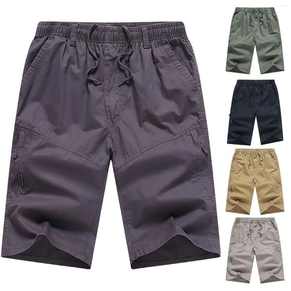 Calças masculinas capris verão fino carga grande praia casual solto homem shorts yoga para homens vestuário