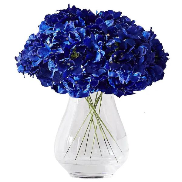 Ghirlande di fiori decorativi 10 pezzi fiori artificiali di ortensia realistici fiori blu finti per la decorazione di nozze bouquet da sposa centrotavola floreali 231207